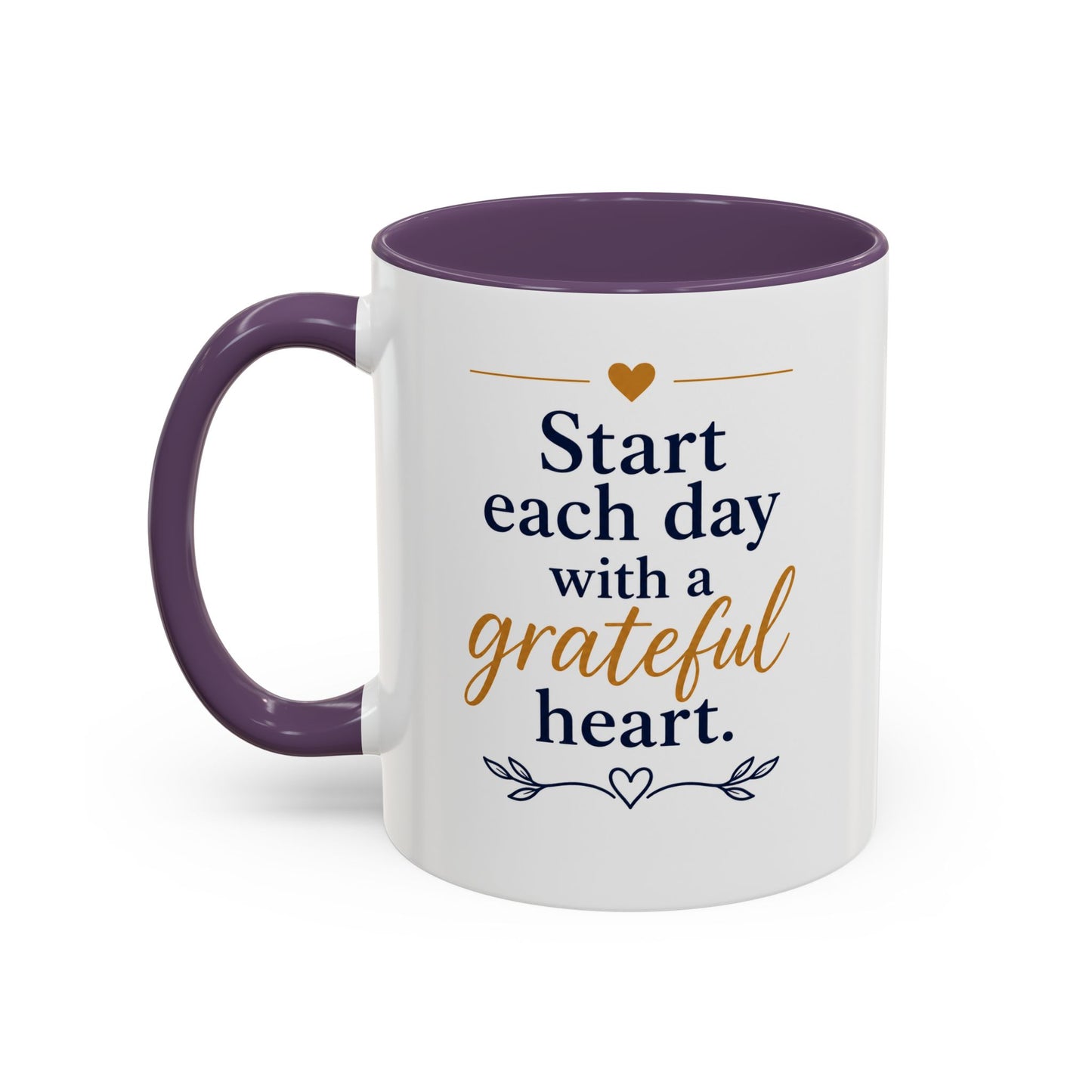 Grateful Heart Accent Coffee Mug – "Start Each Day with a Grateful Heart"