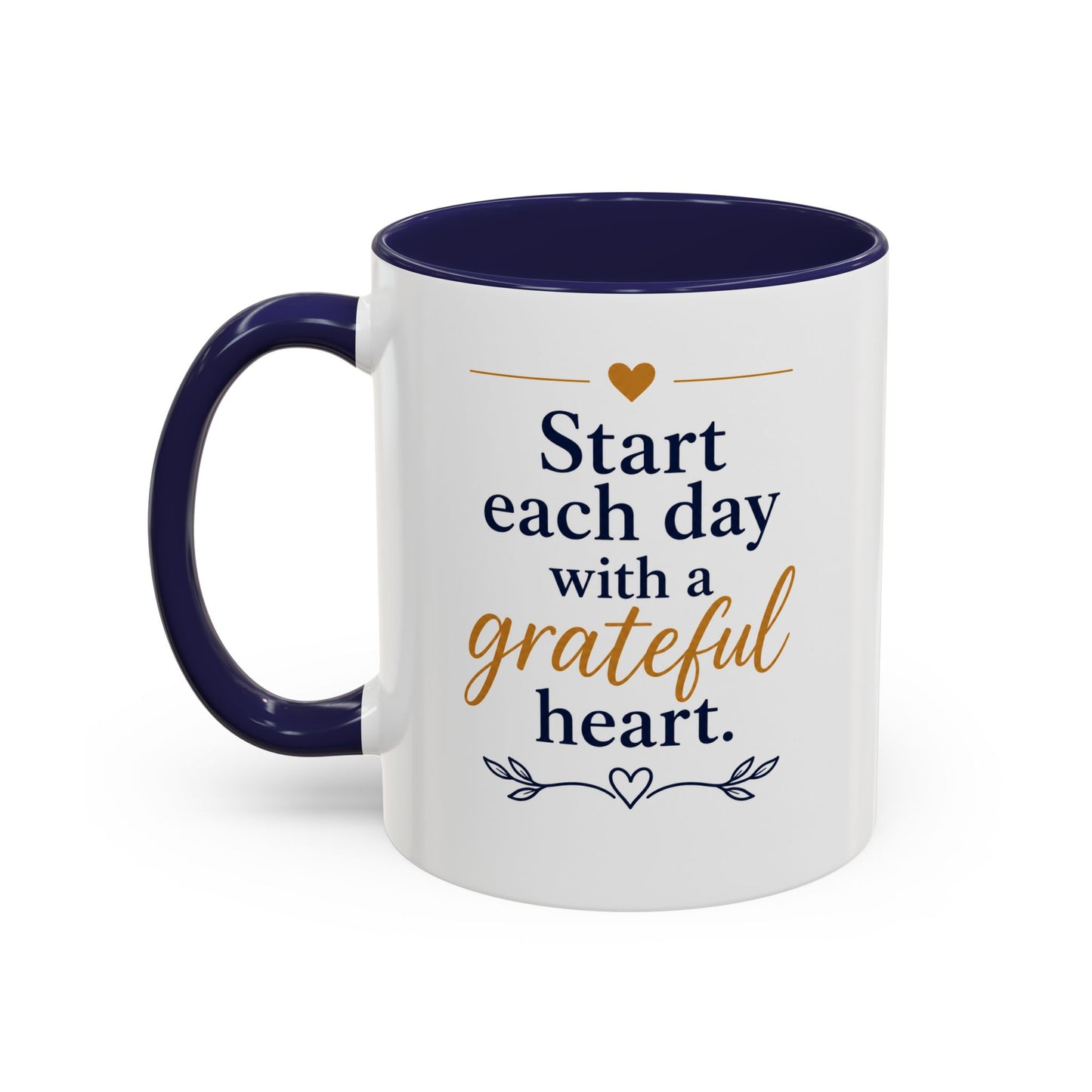Grateful Heart Accent Coffee Mug – "Start Each Day with a Grateful Heart"