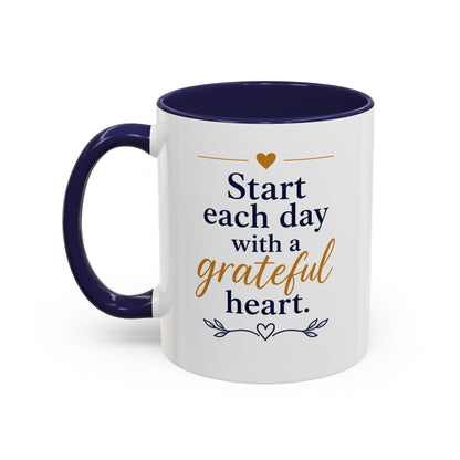 Grateful Heart Accent Coffee Mug – "Start Each Day with a Grateful Heart"