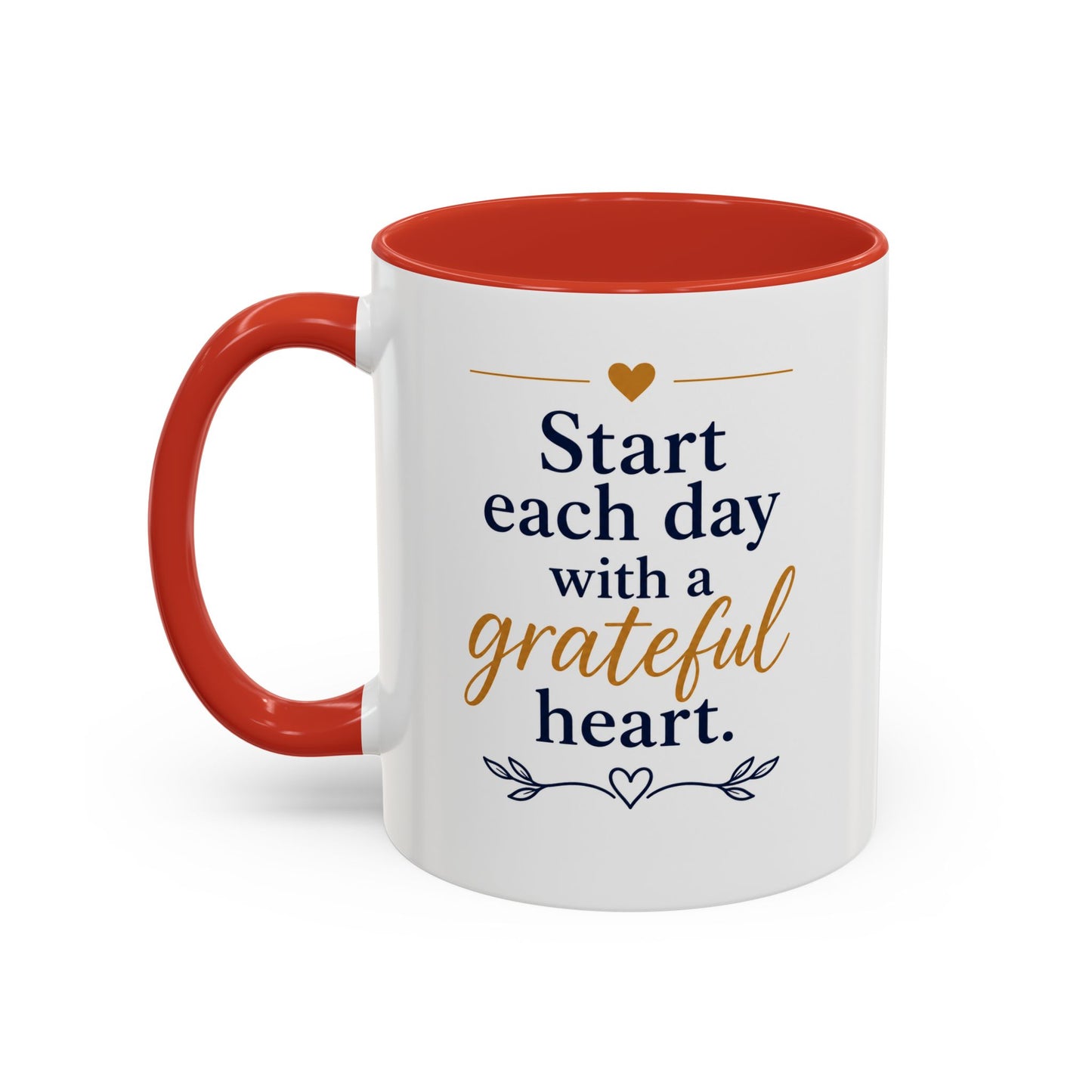 Grateful Heart Accent Coffee Mug – "Start Each Day with a Grateful Heart"