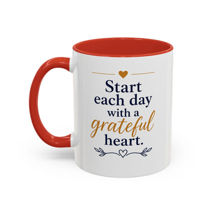Grateful Heart Accent Coffee Mug – "Start Each Day with a Grateful Heart"