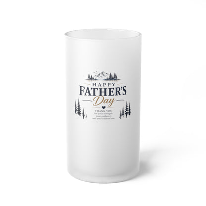 Frosted Beer Mug — "Happy Father's Day" Rustic Mountain Design