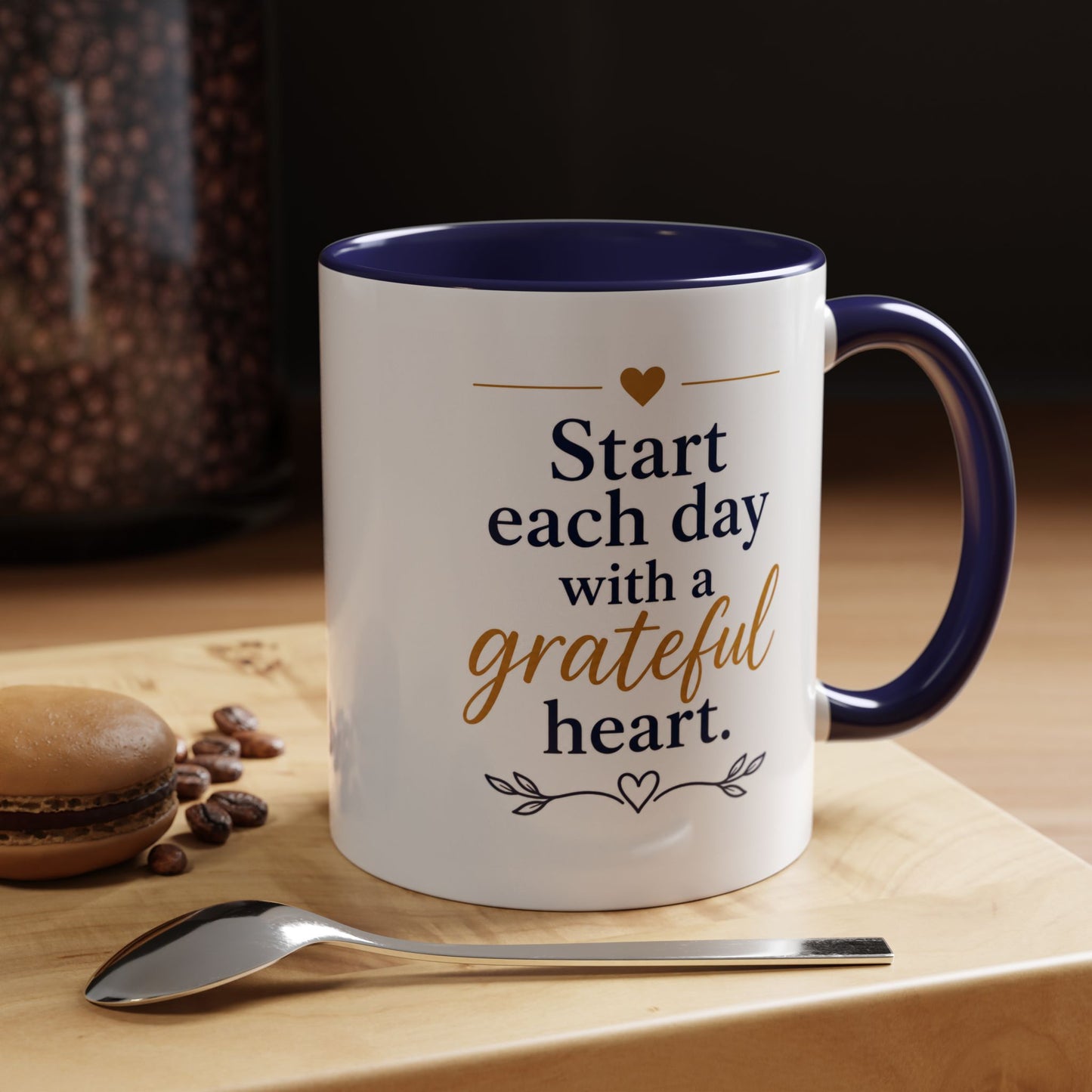 Grateful Heart Accent Coffee Mug – "Start Each Day with a Grateful Heart"