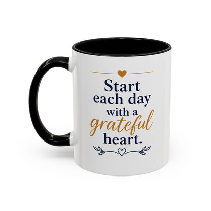Grateful Heart Accent Coffee Mug – "Start Each Day with a Grateful Heart"