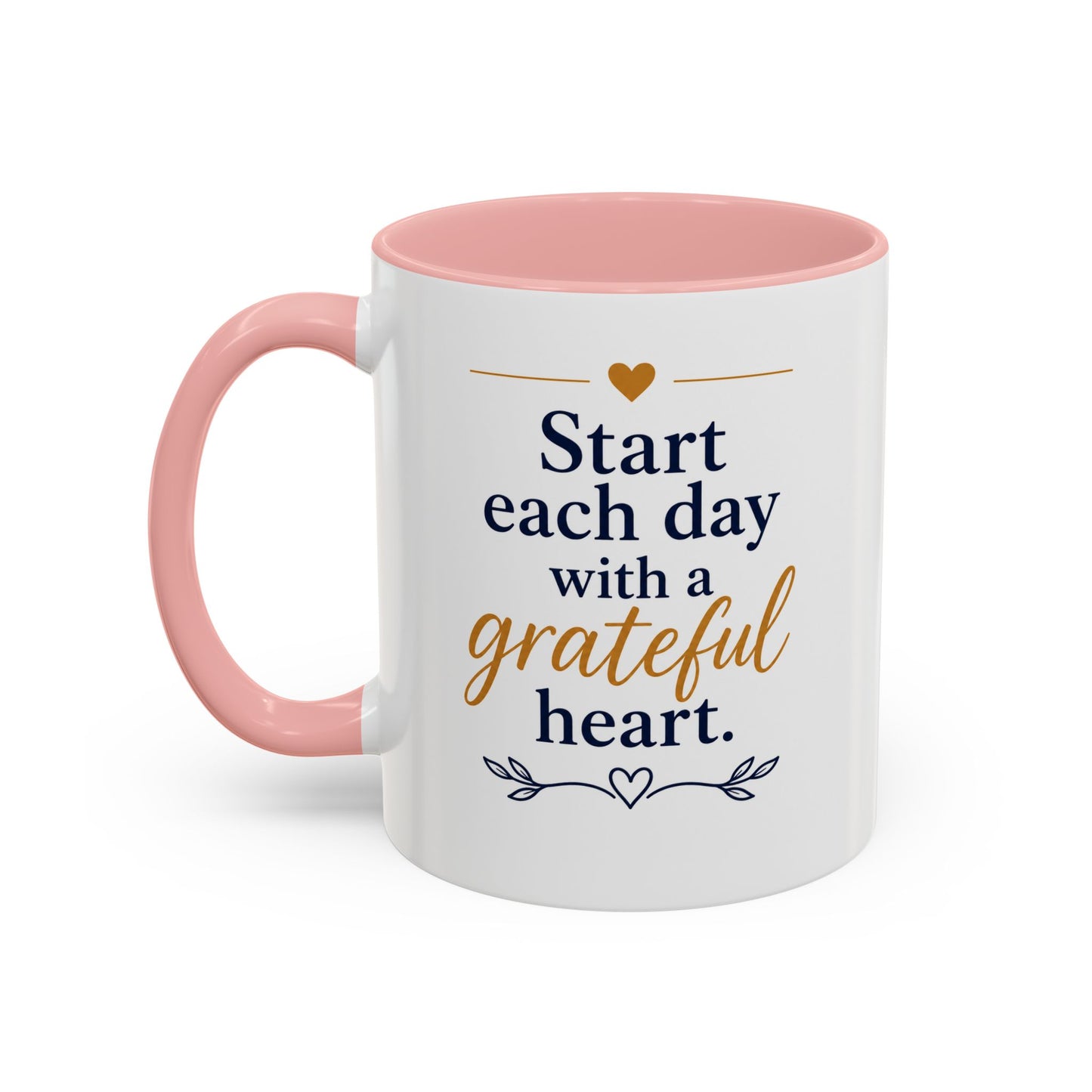 Grateful Heart Accent Coffee Mug – "Start Each Day with a Grateful Heart"