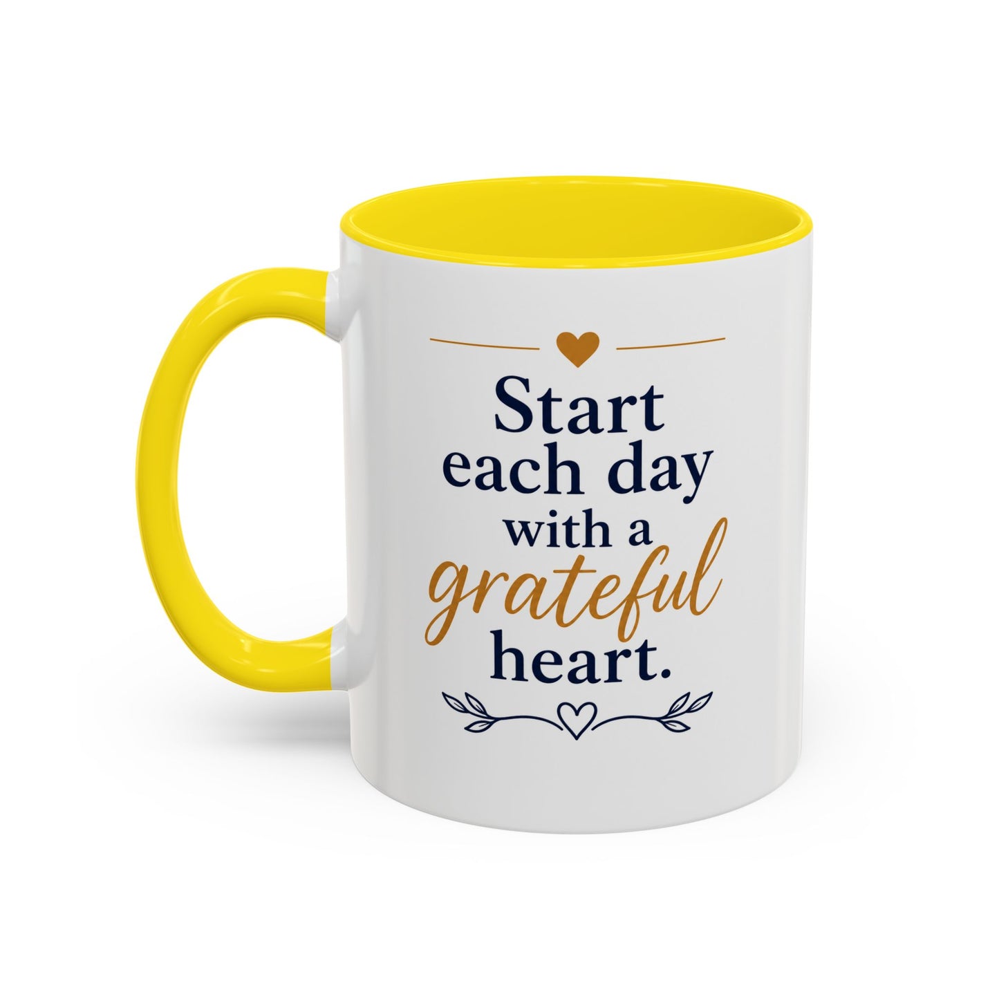 Grateful Heart Accent Coffee Mug – "Start Each Day with a Grateful Heart"