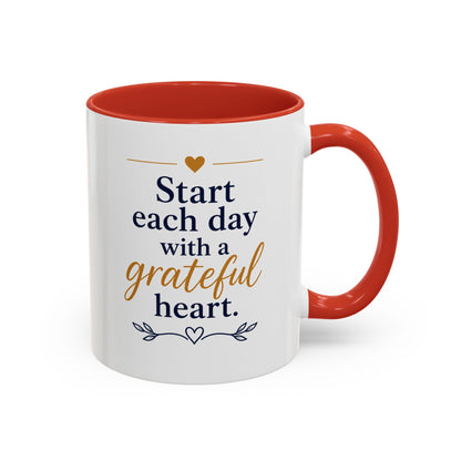Grateful Heart Accent Coffee Mug – "Start Each Day with a Grateful Heart"