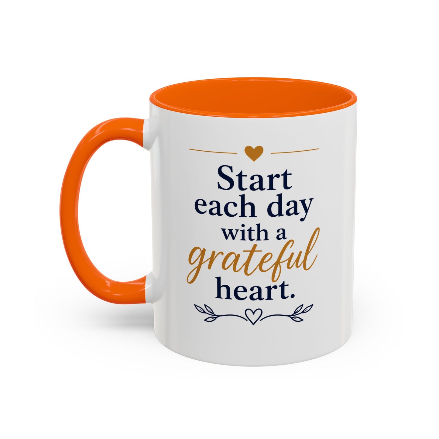 Grateful Heart Accent Coffee Mug – "Start Each Day with a Grateful Heart"