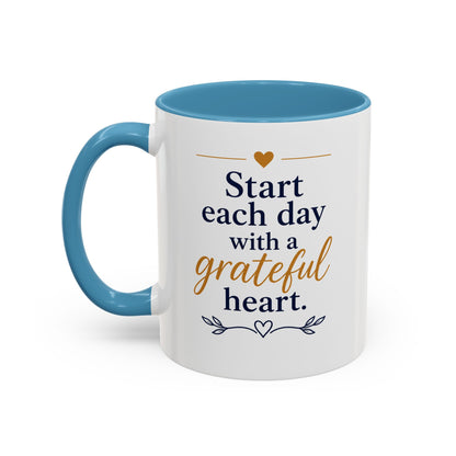 Grateful Heart Accent Coffee Mug – "Start Each Day with a Grateful Heart"