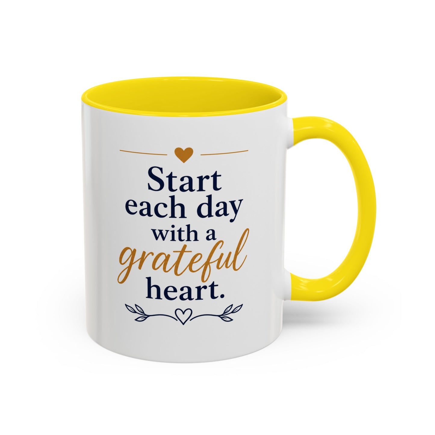 Grateful Heart Accent Coffee Mug – "Start Each Day with a Grateful Heart"