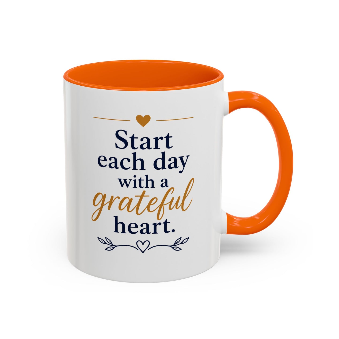 Grateful Heart Accent Coffee Mug – "Start Each Day with a Grateful Heart"