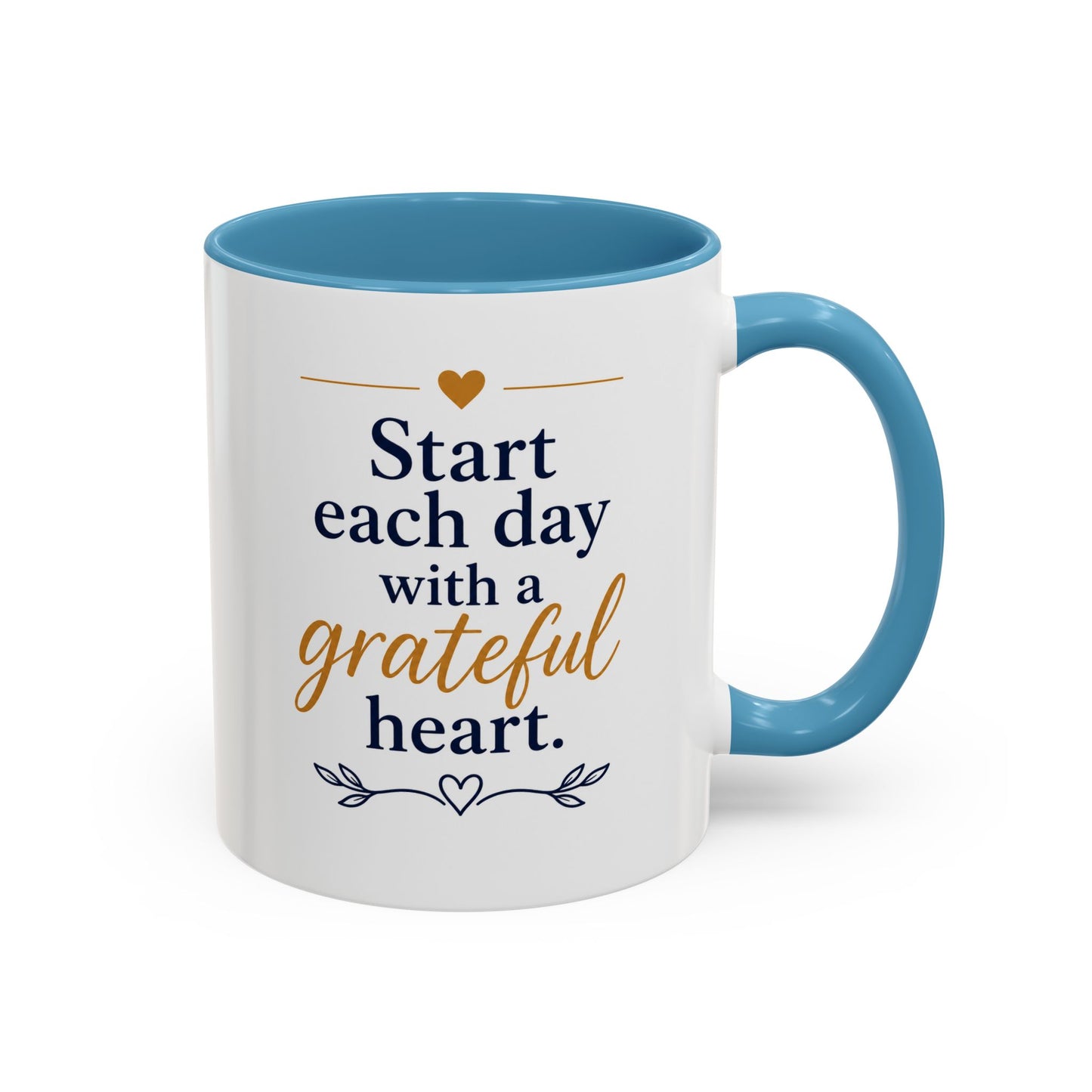 Grateful Heart Accent Coffee Mug – "Start Each Day with a Grateful Heart"