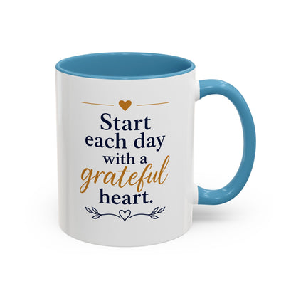 Grateful Heart Accent Coffee Mug – "Start Each Day with a Grateful Heart"