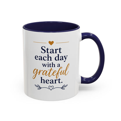 Grateful Heart Accent Coffee Mug – "Start Each Day with a Grateful Heart"