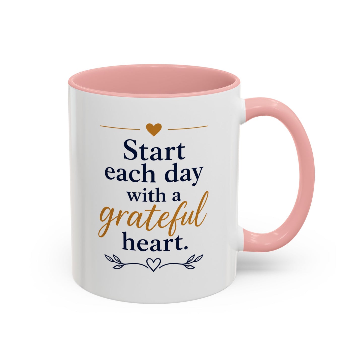 Grateful Heart Accent Coffee Mug – "Start Each Day with a Grateful Heart"