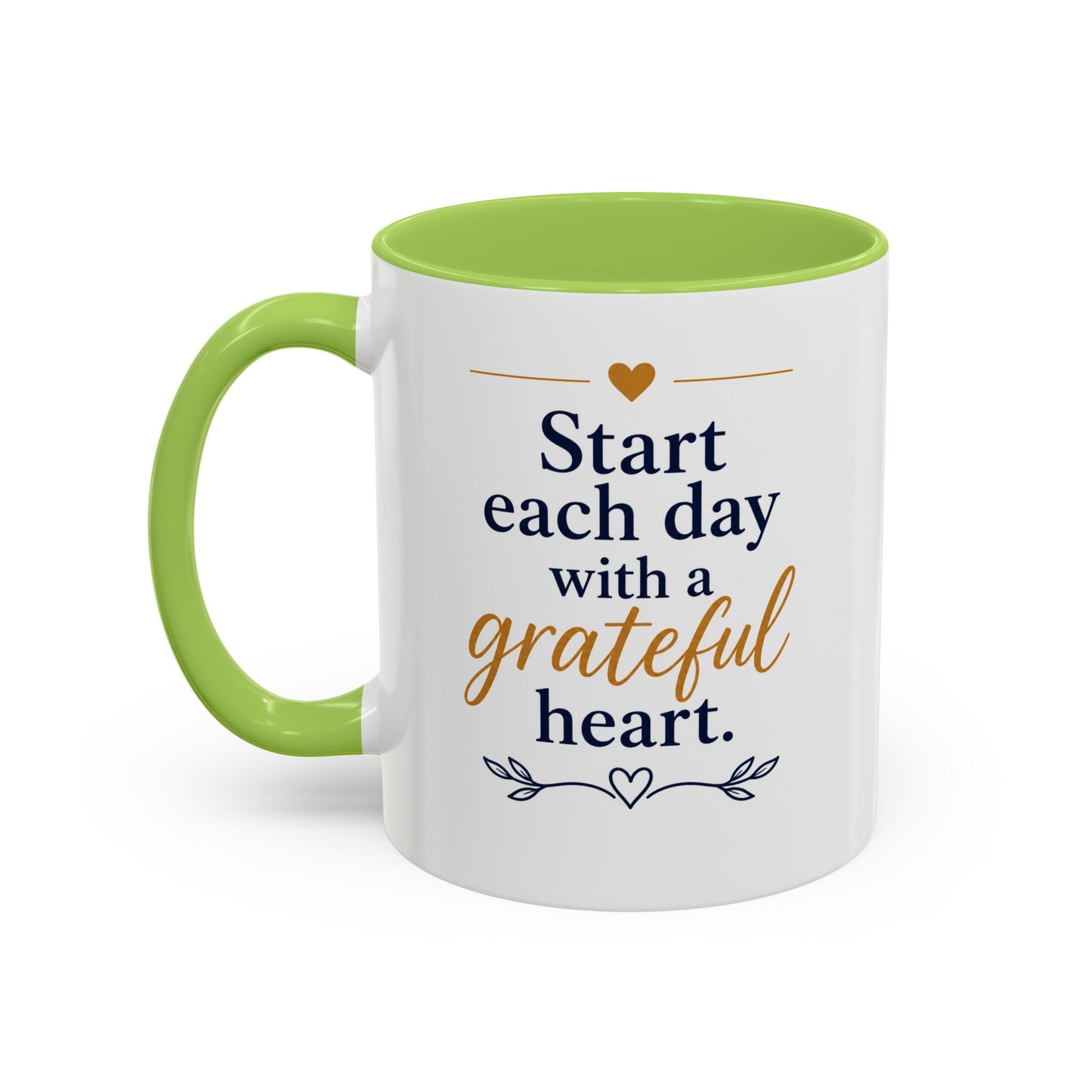 Grateful Heart Accent Coffee Mug – "Start Each Day with a Grateful Heart"
