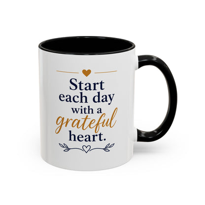 Grateful Heart Accent Coffee Mug – "Start Each Day with a Grateful Heart"